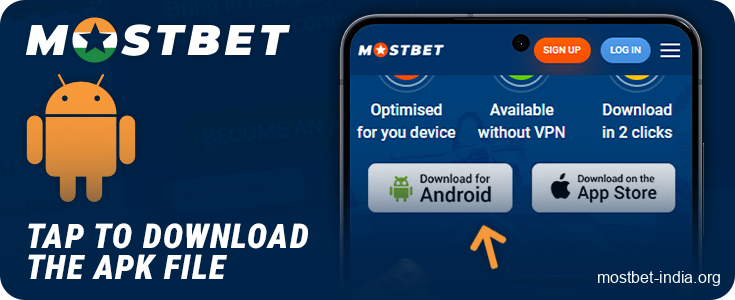Click on the button to download the Mostbet app APK