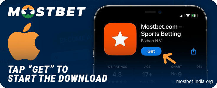 Click on Get to download the Mostbet app on your iOS device