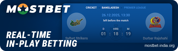 Live match odds at Mostbet - broadcasts and match statistics