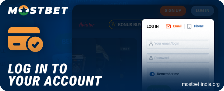Log in to your Mostbet account before making a deposit