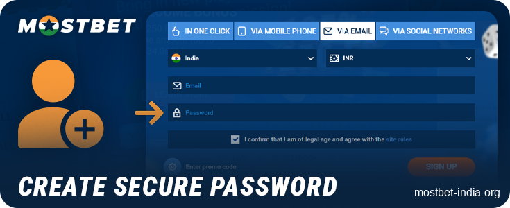 Create a password for your new Mostbet India account