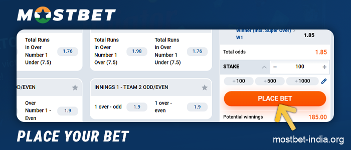 Confirm your sports bet at Mostbet India